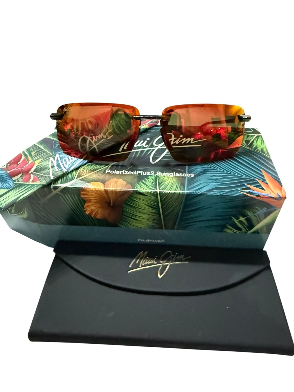 Maui Jim Rimless Sunglasses RX with Amber-Orange Mirrored Lenses